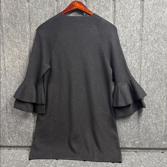 Anthropologie Black Sheath Dress with Ruffled Bell Sleeves - Picture 3 of 7